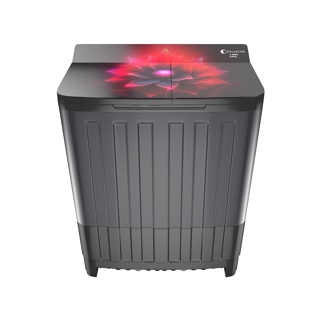 Cellecor E90FG - 9Kg Semi Automatic Washing Machine with Fully Toughened Glass