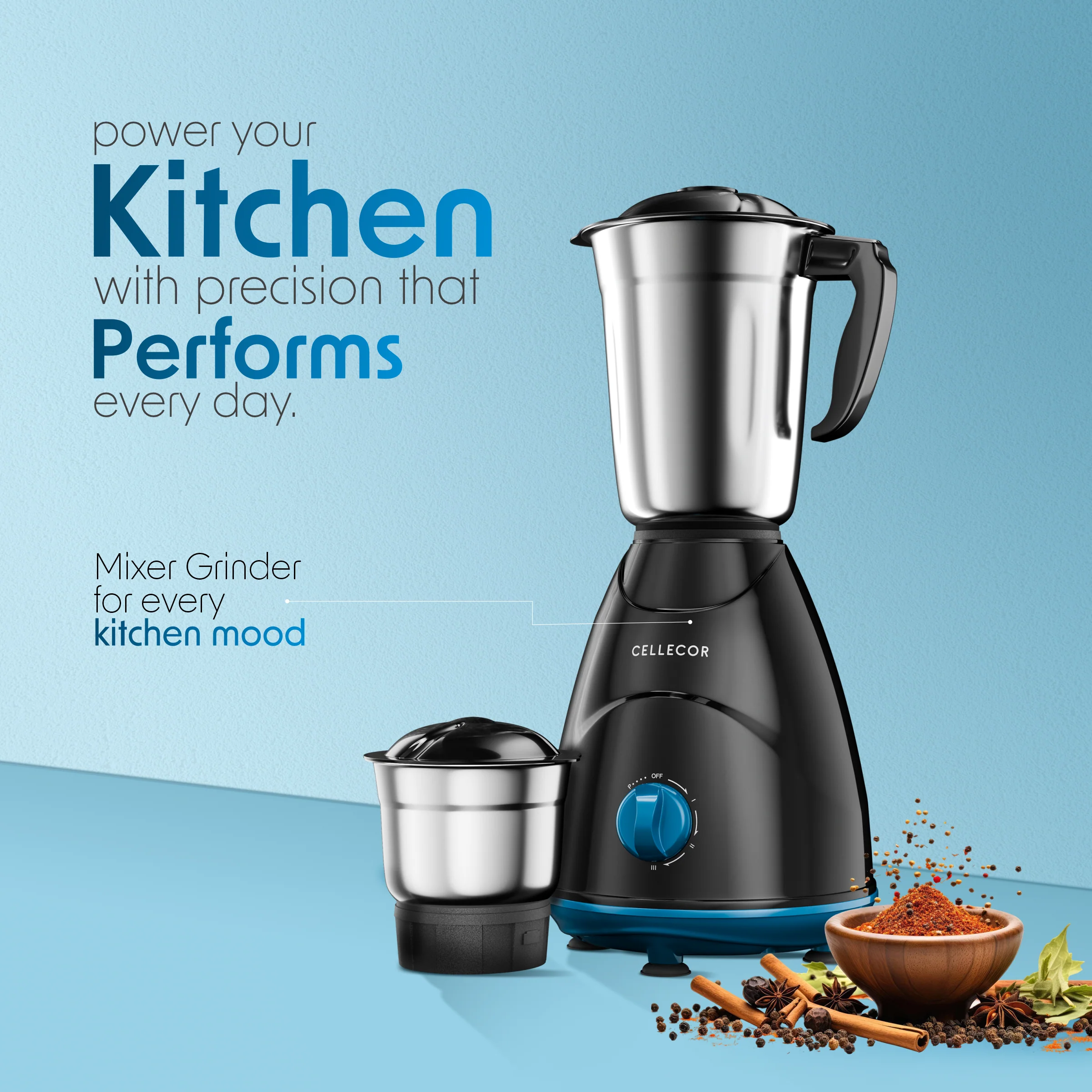 Cellecor CMG50BK Smashh 500W Mixer Grinder