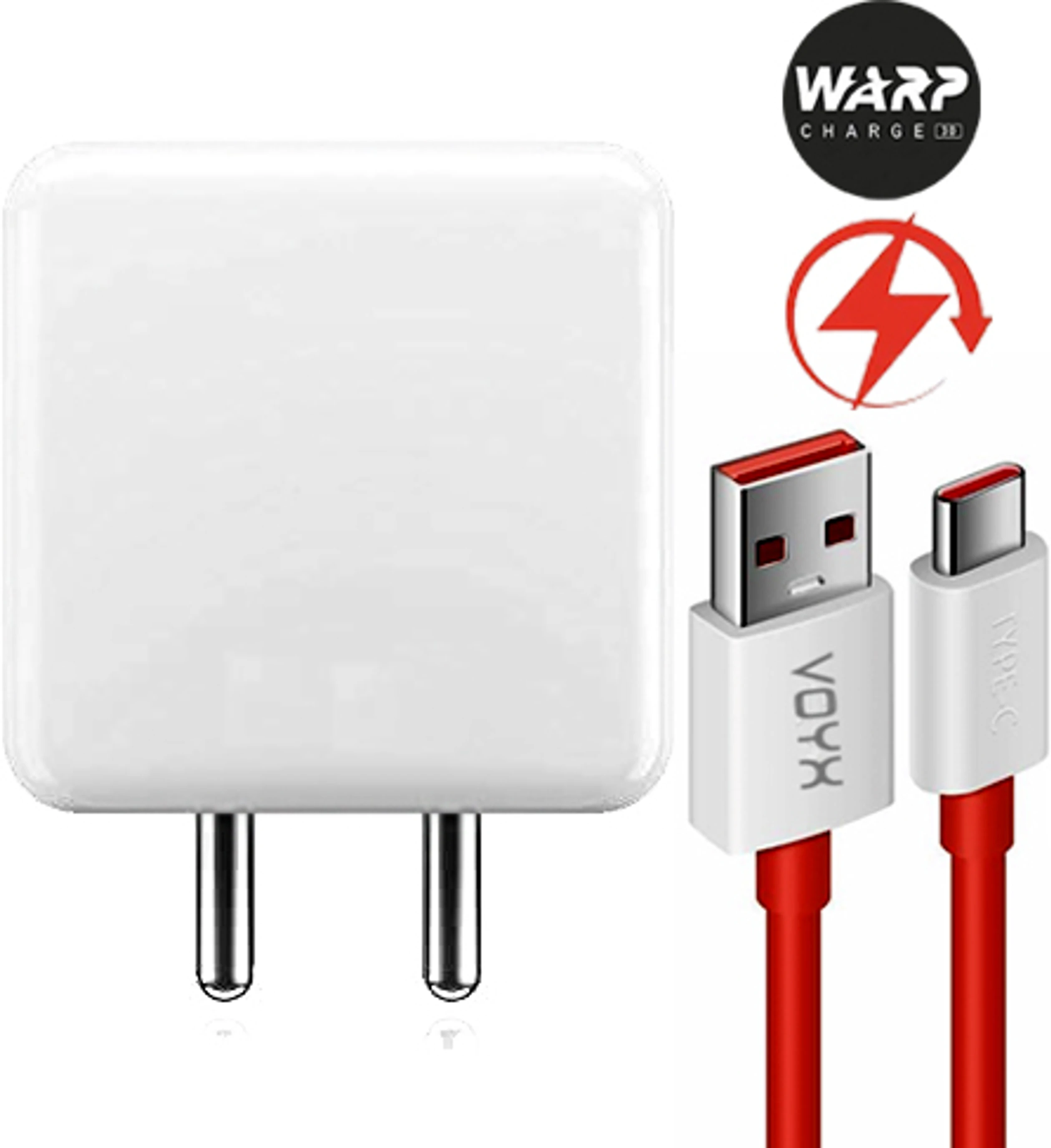 VOYX 45 W Quick Charge 4 A Wall Charger for Mobile with Detachable Cable (White, Cable Included)