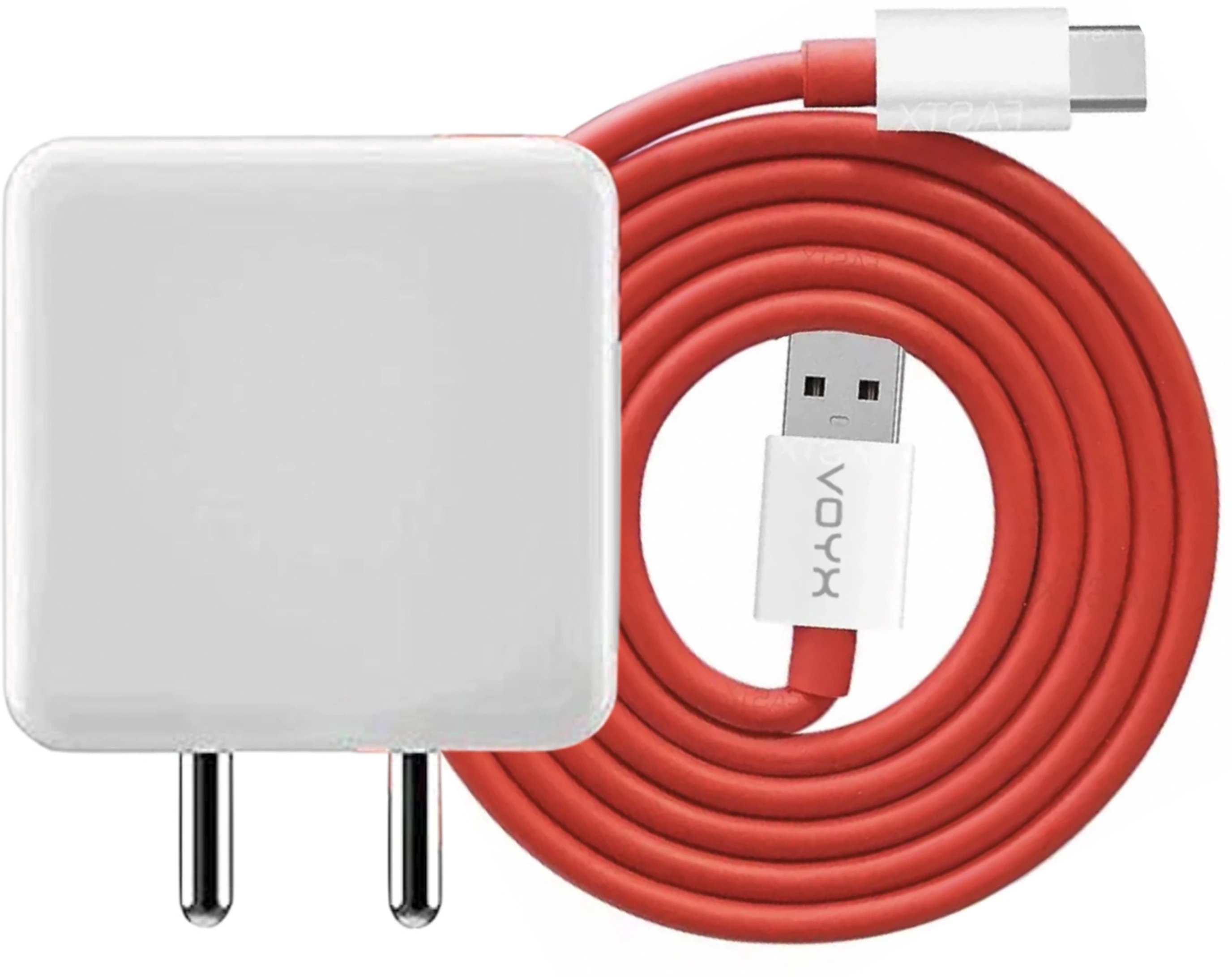 VOYX 45 W Quick Charge 4 A Wall Charger for Mobile with Detachable Cable (White, Cable Included)